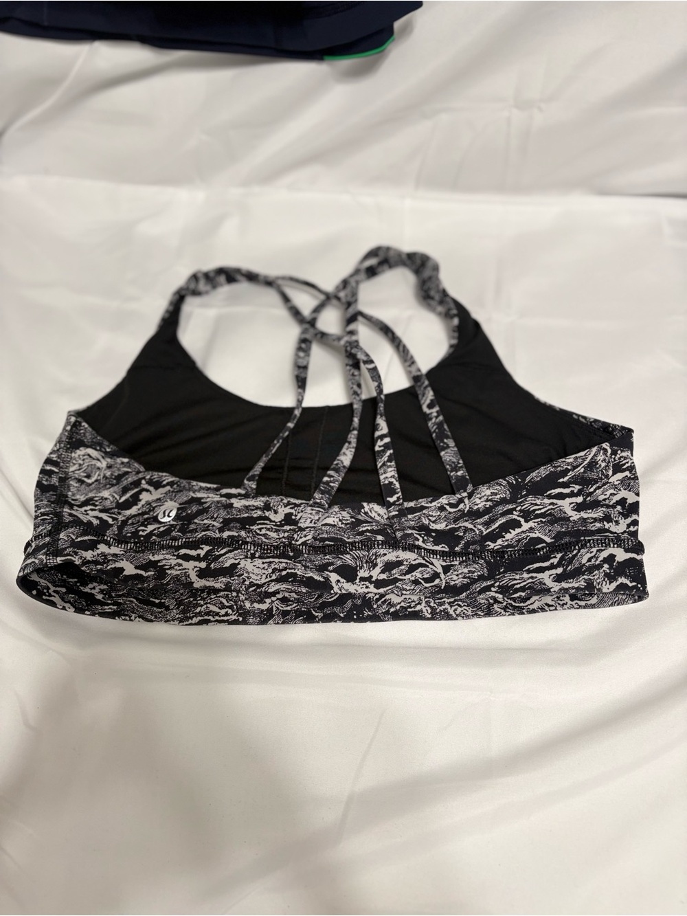 lululemon athletica Black & White Marble Print Strappy Sports Bra